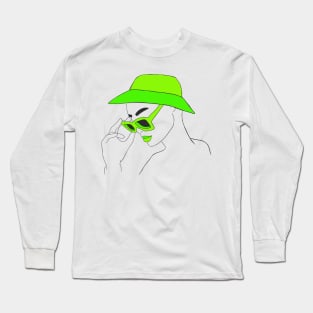 Woman in Lime Green Sunglasses Long Sleeve T-Shirt